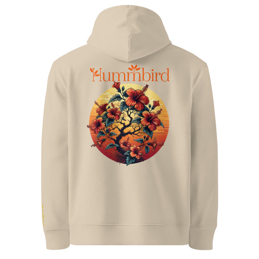 Hibiscus au Soleil — Hoodie Bio 350 g Hummbird — vue dos, beige Desert Dust