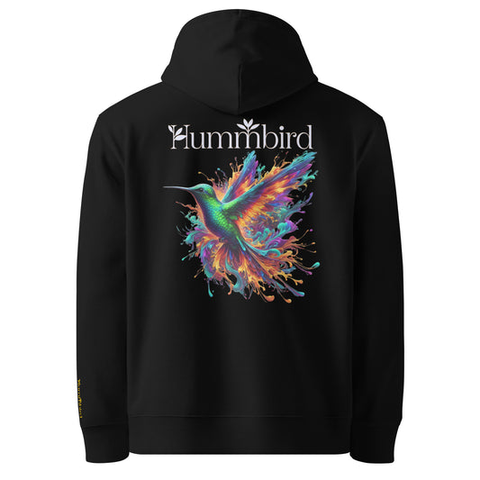 Colibri Sombre Éclatant — Hoodie Bio 350 g Hummbird — vue dos, noir