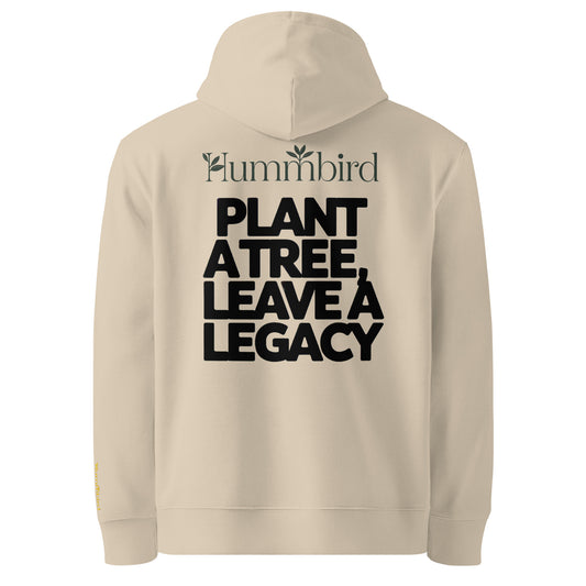 Plant a Tree, Leave a Legacy — Hoodie Bio Hummbird — vue dos, beige Desert Dust