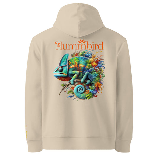 Caméléon Tropical — hoodie bio Hummbird, vue dos, beige Desert Dust