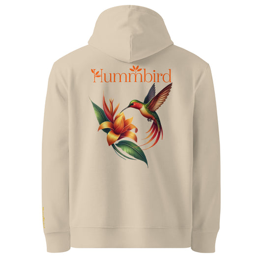 Colibri Butineur — Hoodie Bio 350 g Hummbird — vue dos, beige Desert Dust