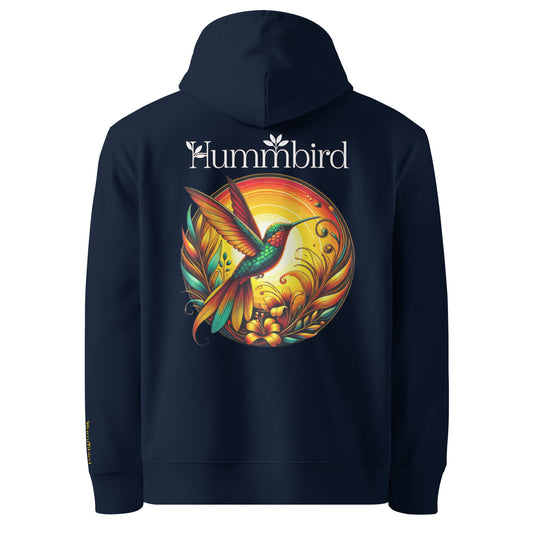 Colibri Doré au Soleil — Hoodie Bio 350 g Hummbird — vue dos, bleu marine