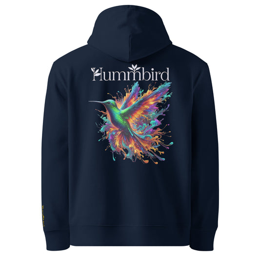 Colibri Sombre Éclatant — Hoodie Bio 350 g Hummbird — vue dos, bleu marine
