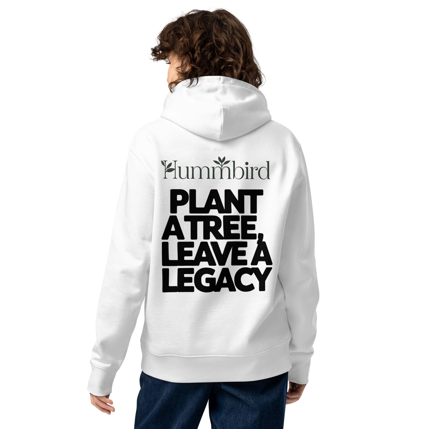 Plant a Tree, Leave a Legacy — Hoodie Bio Hummbird — vue dos, blanc