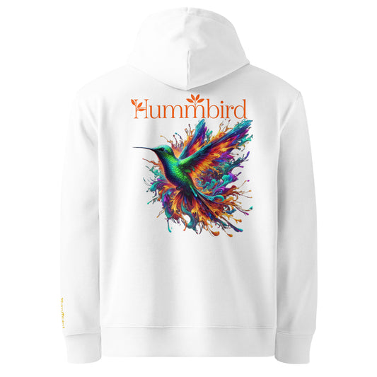 Colibri Envol Coloré — Hoodie Bio 350 g Hummbird — vue dos, blanc