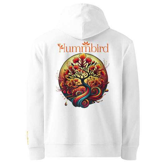 Flamboyant Lumière — Hoodie Bio 350 g Hummbird — vue dos, blanc