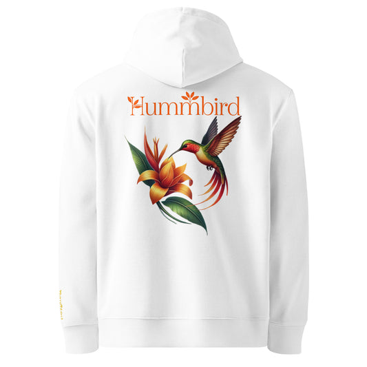 Colibri Butineur — Hoodie Bio 350 g Hummbird — vue dos, blanc