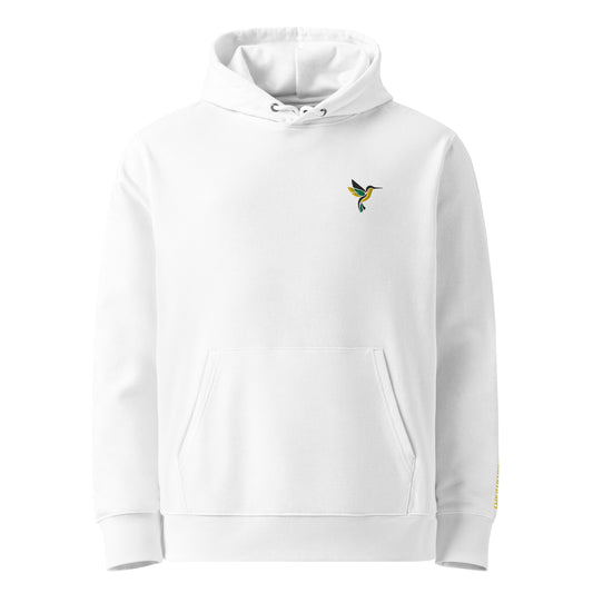 Logo Brodé — Hoodie Bio Hummbird — vue face, blanc